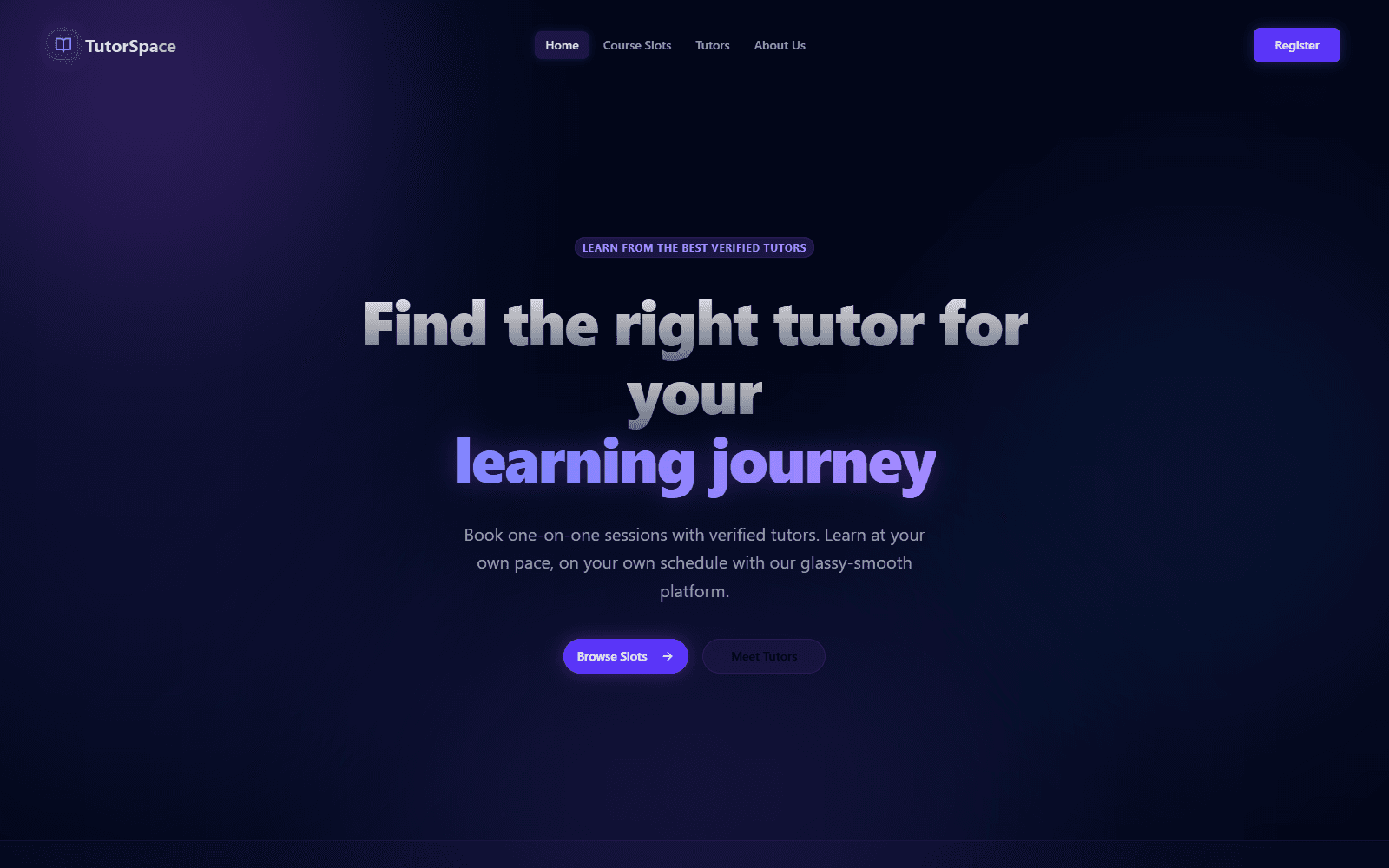 TutorSpace landing page: find the right tutor for your learning journey